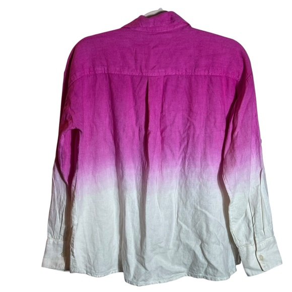 Jason Wu Dip Dye Ombre Linen Blend Button Down Top, XS - Picture 2 of 10